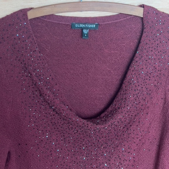 Eileen Fisher 100% merino wool cowl neck sweater women's size S small beaded - Picture 2 of 7